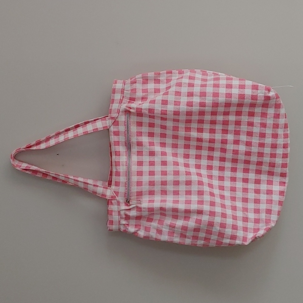 Sanrio Large Hello Kitty Pink Checkered Gingham zippered Tote Bag - Picture 2 of 9